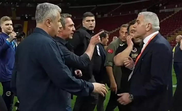 Ali Koç stada geldi, sahaya çıktı, Galatasaraylı ve Fenerbahçeli yöneticiyle kavga etti!